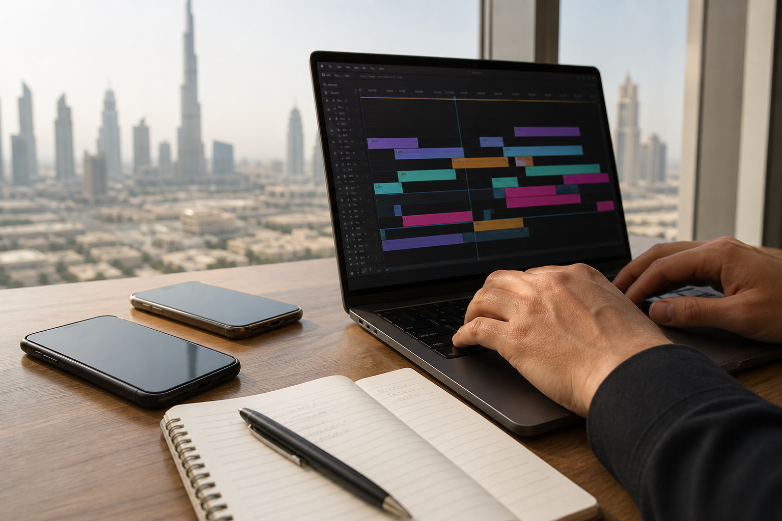 Coordinator timeline notes for a complex international pet flight arranged from Dubai