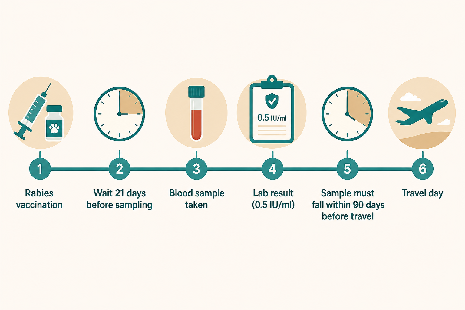 Rabies titer test timeline for Dubai pet travel from vaccination to the travel window