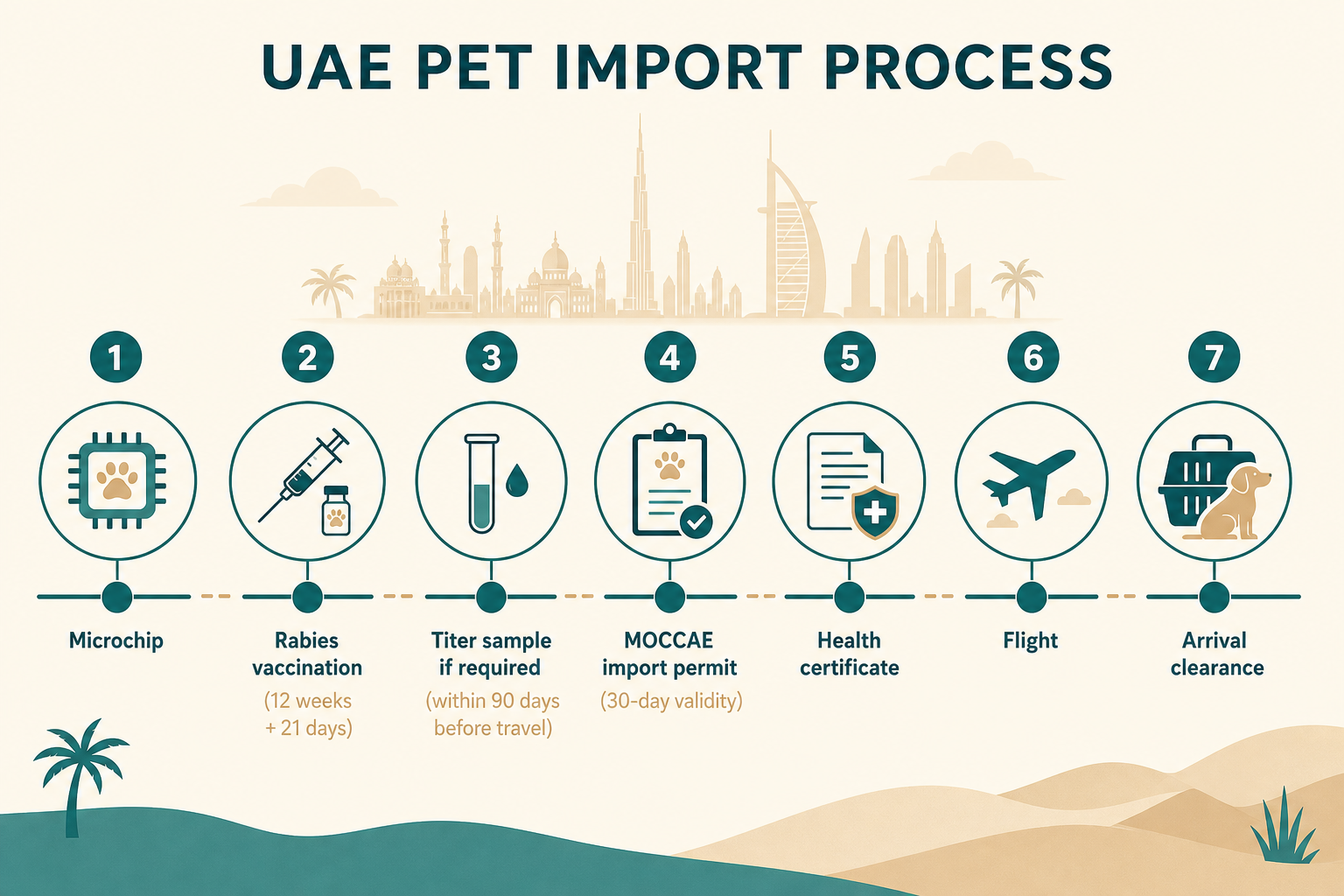 Step-by-step UAE pet import timeline from vaccinations to arrival clearance