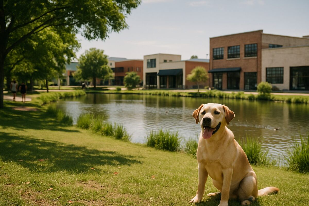 A happy dog near the warehouses and art spaces of Al Quoz — pet relocation in Al Quoz, Dubai